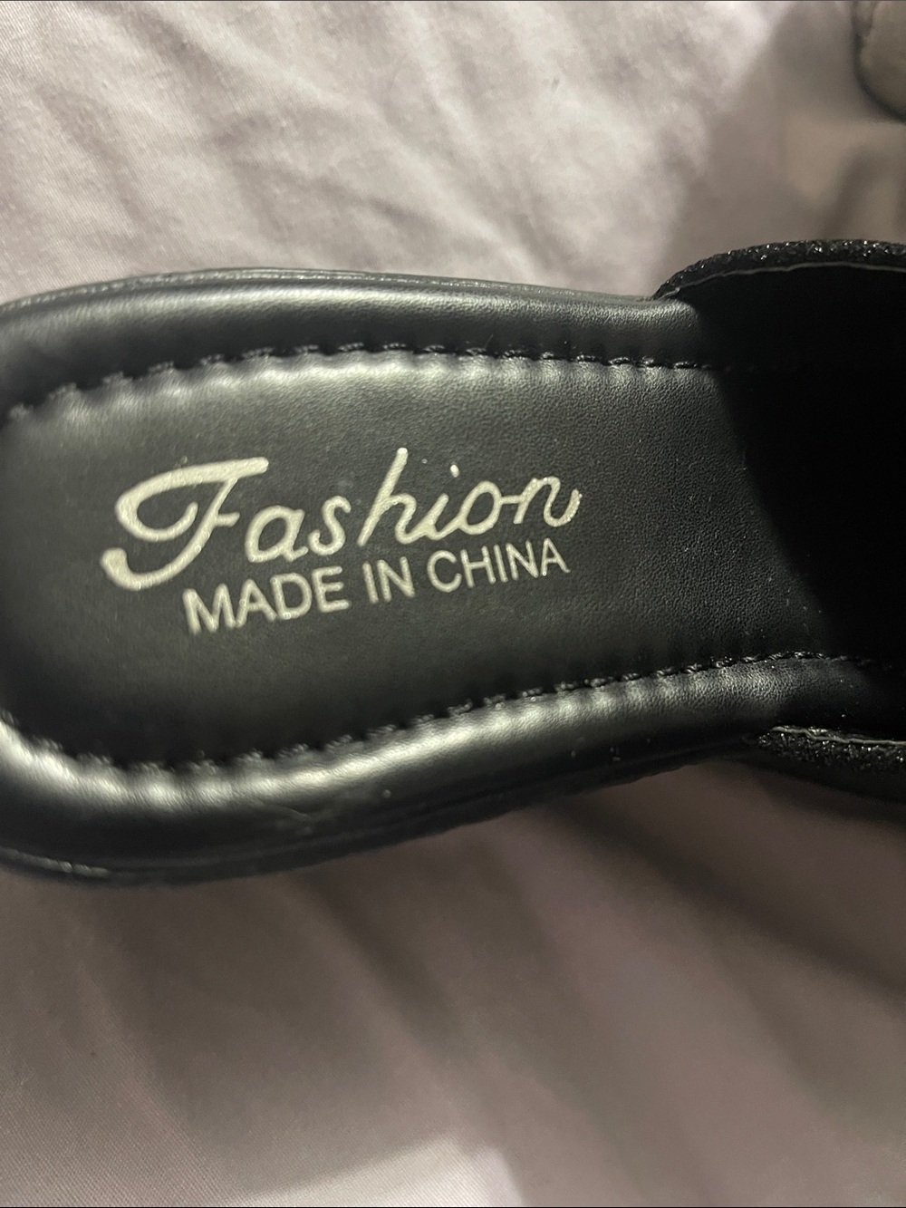 Black Glitter Slide Mules - - Picture 2 of 5